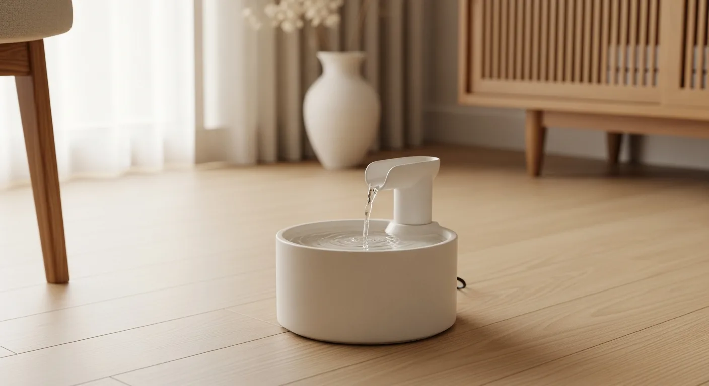 Drinkfontein met stromend water in een lichte ruimte